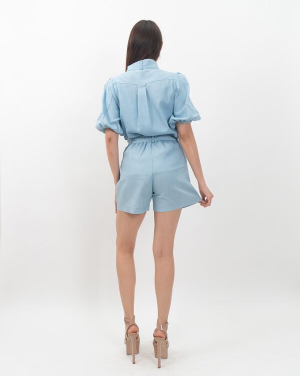 Conjunto Blusa y Short Azul Celeste con Cinturón