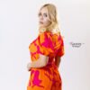 Conjunto de Blusa y Pantalón estampado Naranja y Fucsia