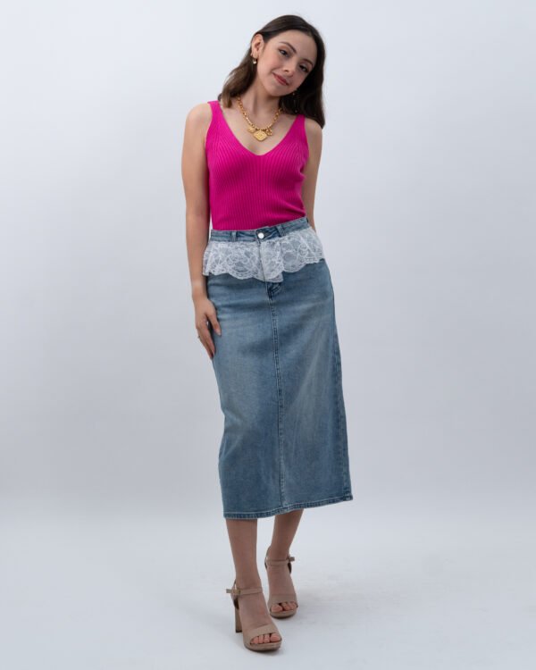 Falda Denim con Encaje
