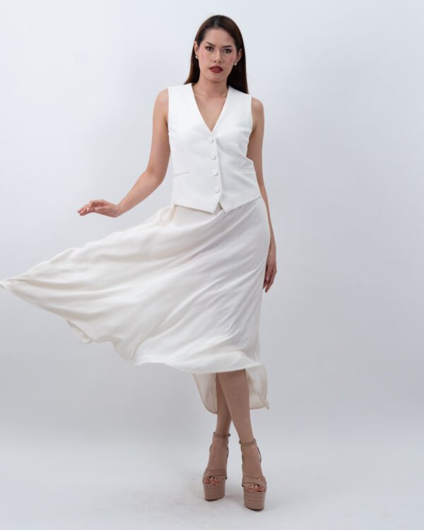 Falda Ivory Satinada Elegante