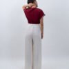 Pantalón Beige Fluido con Lazo en la Cintura