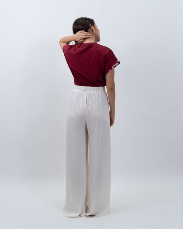Pantalón Beige Fluido con Lazo en la Cintura