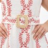 Vestido Largo de Lino con Estampado Botánico y Cinturón de Hebilla