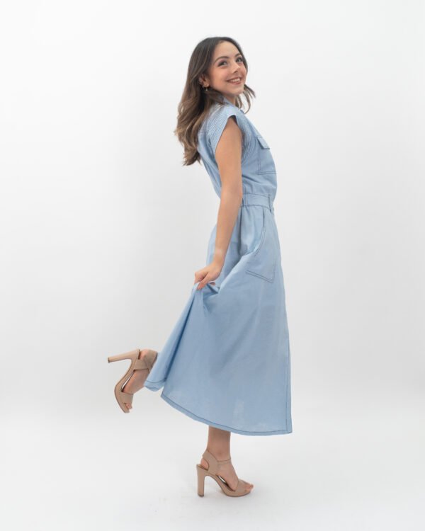 Vestido Maxi Camisero con Botones - Estilo Lino