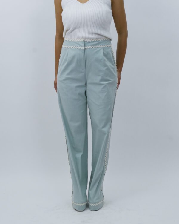 Pantalón Lino Azul - Verde Menta