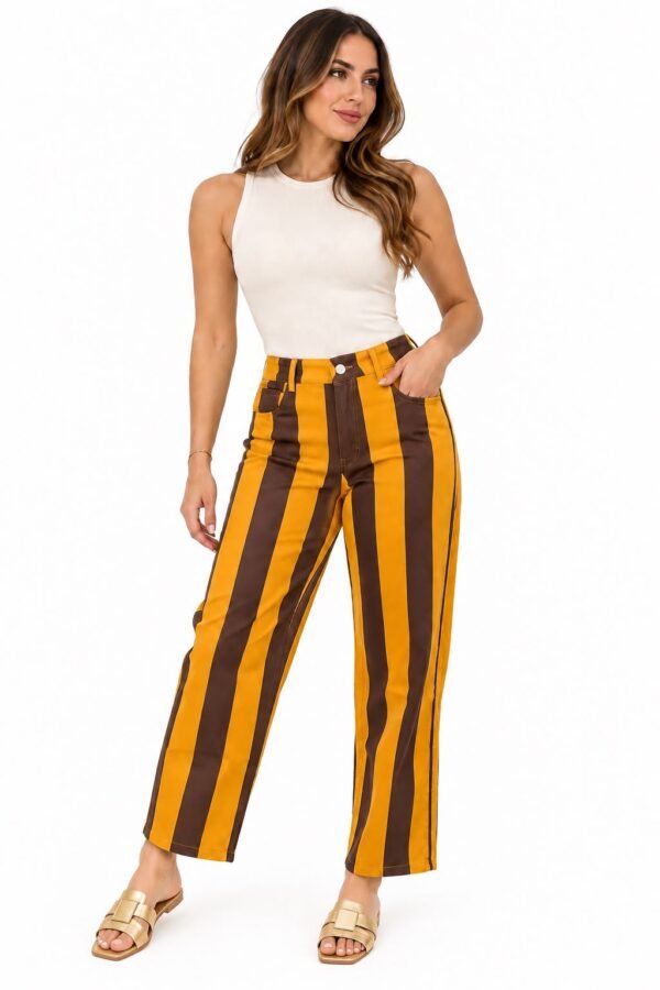 Pantalon Rayas Amarillas y Cafe