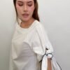 Blusa Blanca Con Detalle en Manga