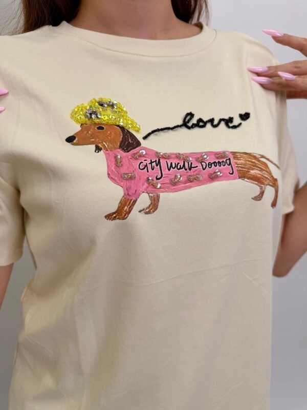 Playera Perro Salchicha Rosa
