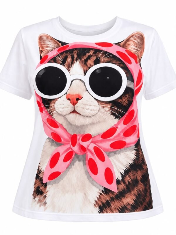 Playera Blanca Gato