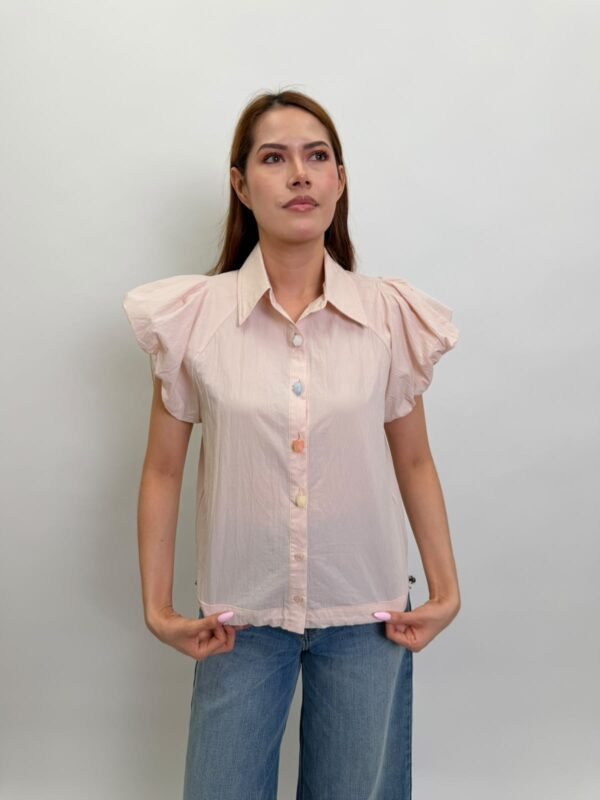 Blusa Rosa Mangas Abullonadas