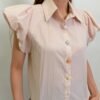 Blusa Rosa Mangas Abullonadas