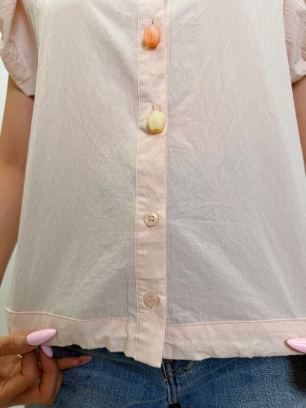 Blusa Rosa Mangas Abullonadas