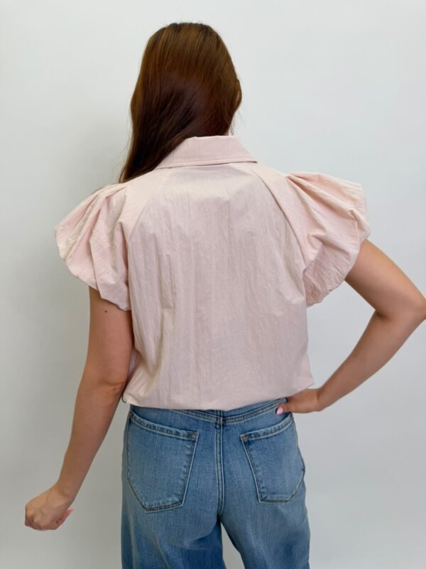 Blusa Rosa Mangas Abullonadas