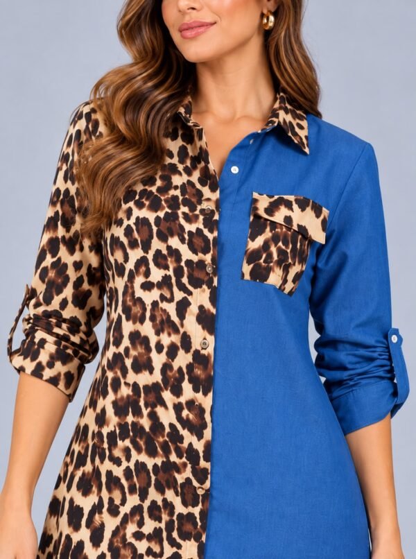 Vestido Azul y Leopardo