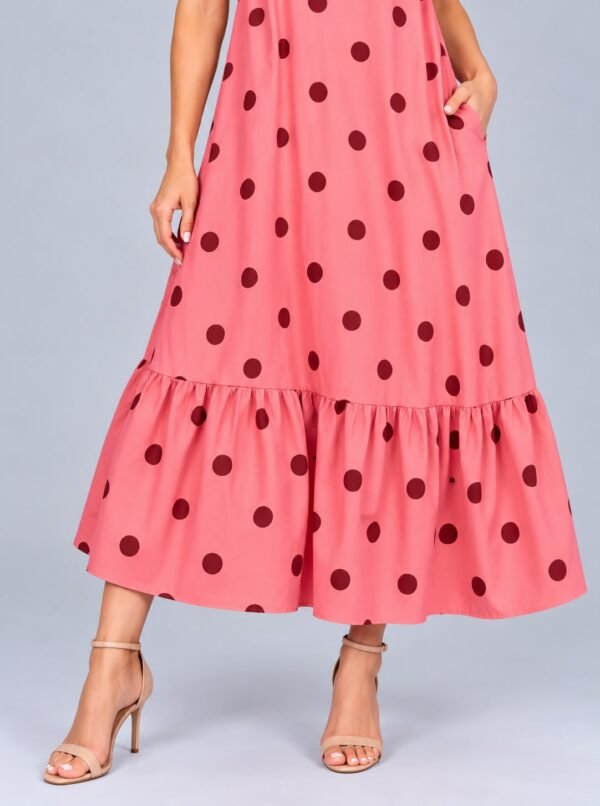 Vestido Rosa Y Café de Lunares