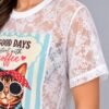 Playera Encaje Gatito