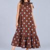 Vestido Rosa Y Café de Lunares