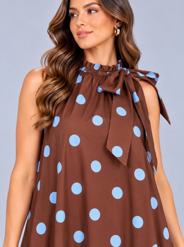 Vestido Rosa Y Café de Lunares