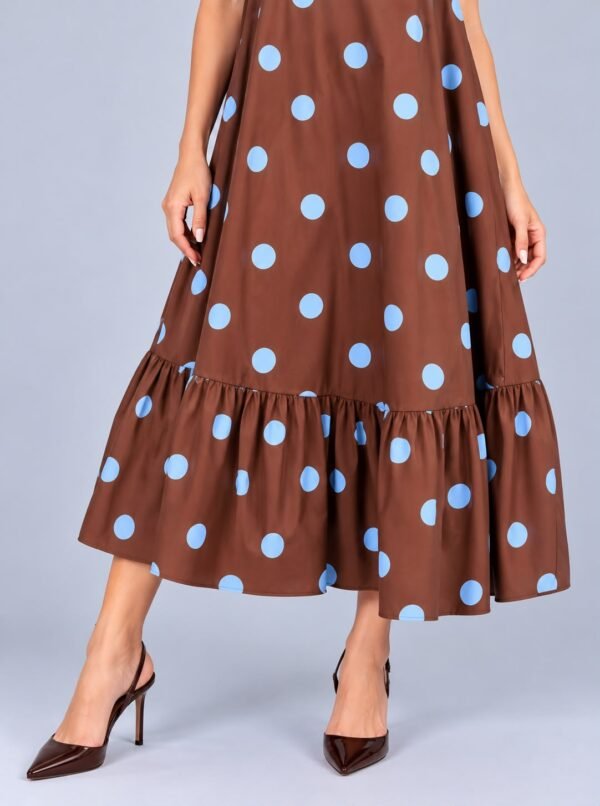 Vestido Rosa Y Café de Lunares