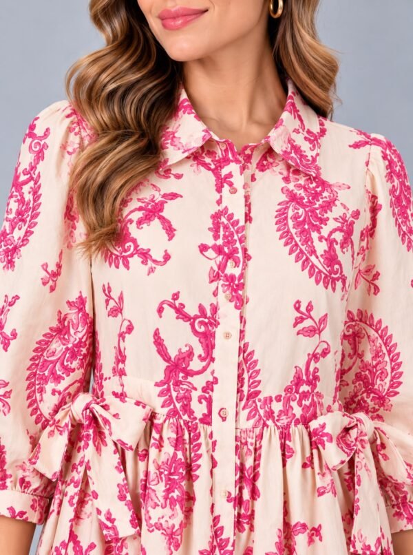 Vestido Beige Con Rosa